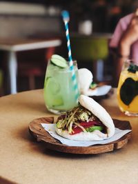 Close-up of food on table