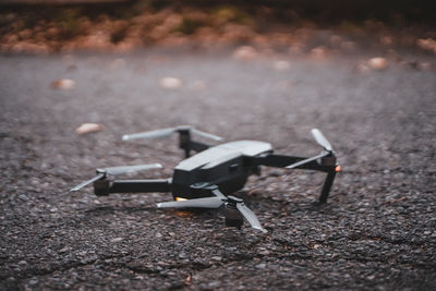 Close-up of drone on road