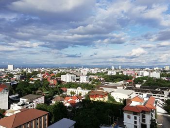 High angle view of townscape against sky