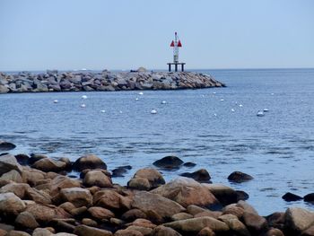 Scenic view of sea against clear sky