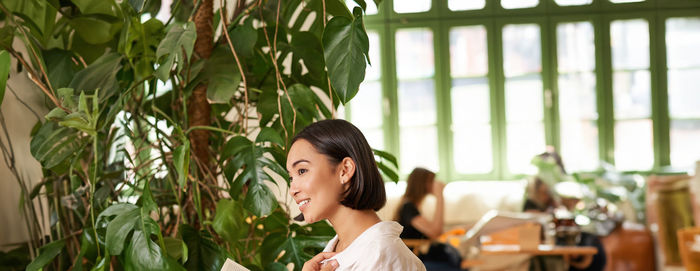 Side view of woman looking away