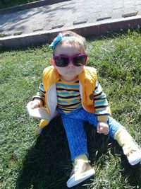 Portrait of boy wearing sunglasses