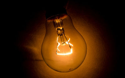 Close-up of illuminated light bulb