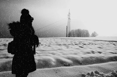 Full length of woman during winter against sky