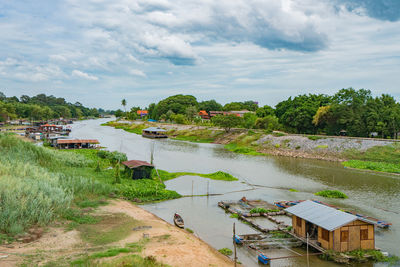 Sakae krang river and home villages near the river at uthai thani thailand.