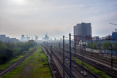 Railroad tracks against sky