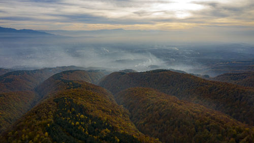 Scenic view of landscape against sky during sunset