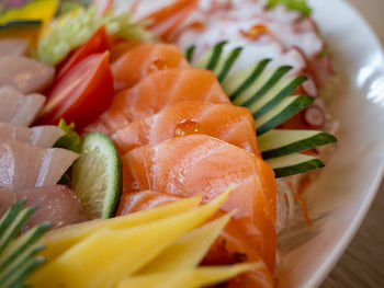 High angle view of food in plate