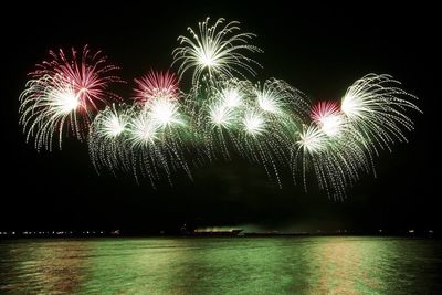 Firework display at night