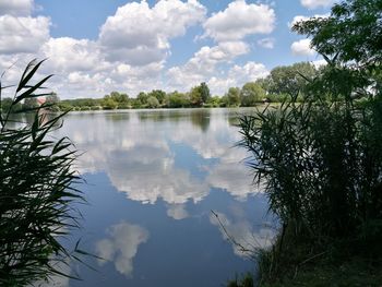 Scenic view of lake against sky