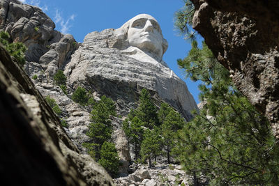Low angle view of rock formations against sky
