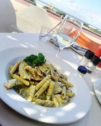 Close-up of meal served on table in restaurant