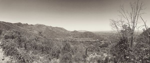 Scenic view of mountains against clear sky