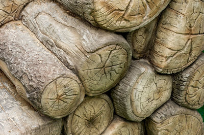 Artificial wood logs as backdrop