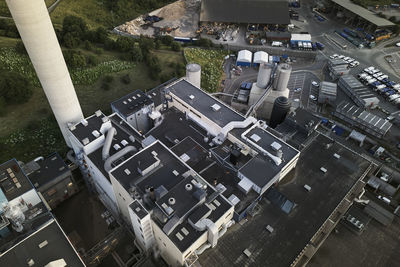 High angle view of industrial buildings