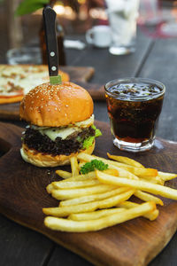 Close-up of food on cutting board