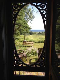 View of trees seen through window