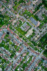 High angle view of street amidst buildings in city