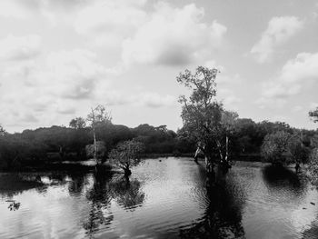 Scenic view of lake against sky