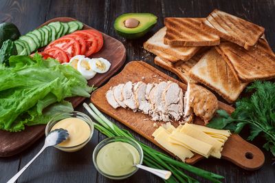 High angle view of food on table