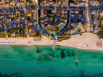 Aerial view of the beach in palma de mallorca