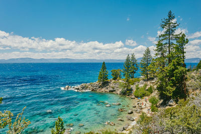 Views of lake tahoe in the summertime in northern california.