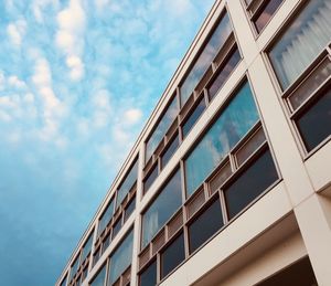 Low angle view of modern building against sky