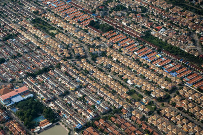 High angle view of buildings in city