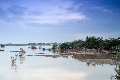 Scenic view of lake against sky