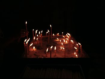 Close-up of illuminated candles