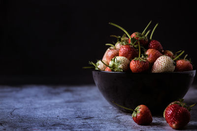 Close-up of strawberries in bowl