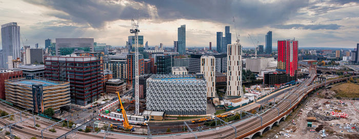 Aerial view of manchester city in uk