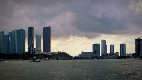 Modern buildings in city against sky