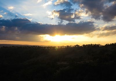 Panoramic view of landscape against sky during sunset