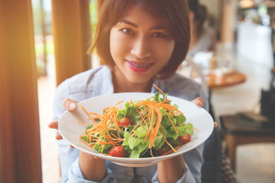 Portrait of woman in bowl