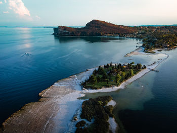 High angle view of sea against sky