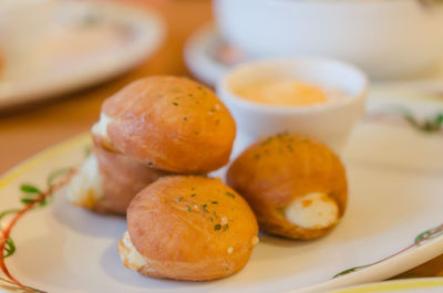 Close-up of food in plate on table