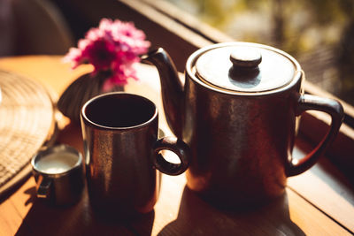 Close-up of tea served on table