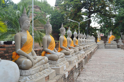 Buddha statues in a corner of a temple in ayutthaya, thailand