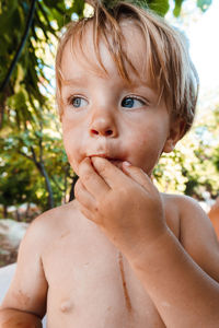 Portrait of shirtless boy