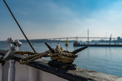 Close-up of rope on boat