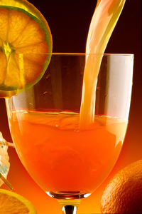 Close-up of beer glass on table