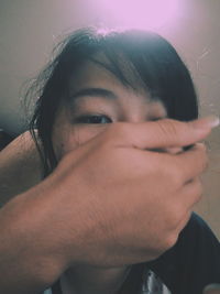 Close-up portrait of human hand