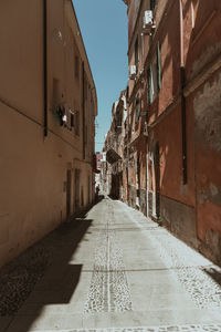 Empty alley amidst buildings in city