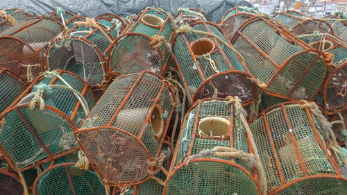 Full frame shot of fishing net in sea