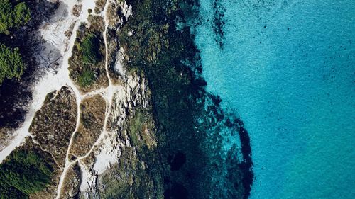 Sardinia beach from a drone point of with