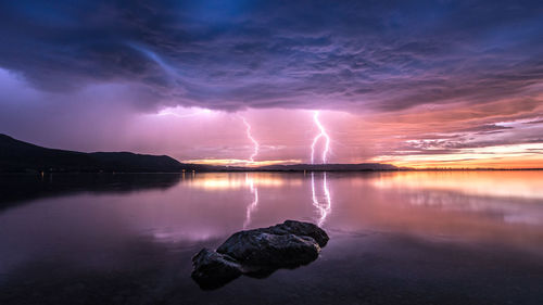 Scenic view of dramatic sky during sunset