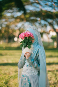 Close-up of flower bouquet against blurred background