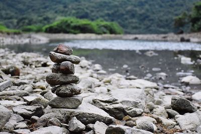 Stack of stones on beach