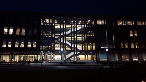 View of illuminated buildings at night